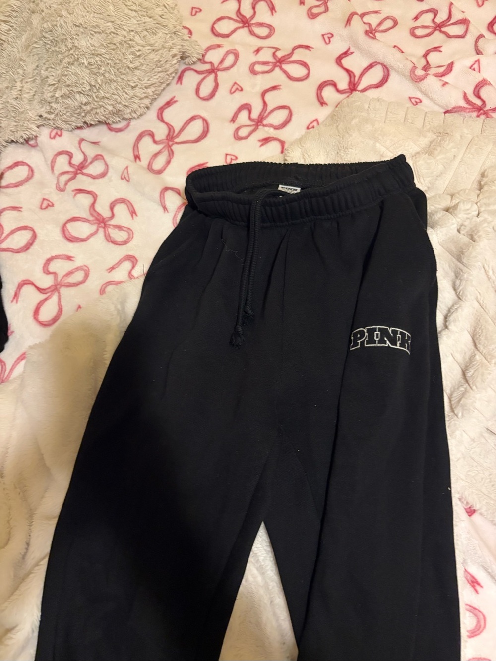 PINK Victoria's Secret Womens Black Sweatpants - Logo Detail